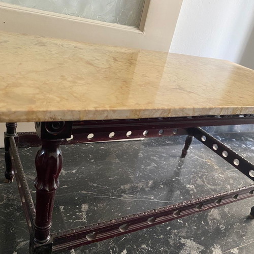 Coffee table marble wooden carved used