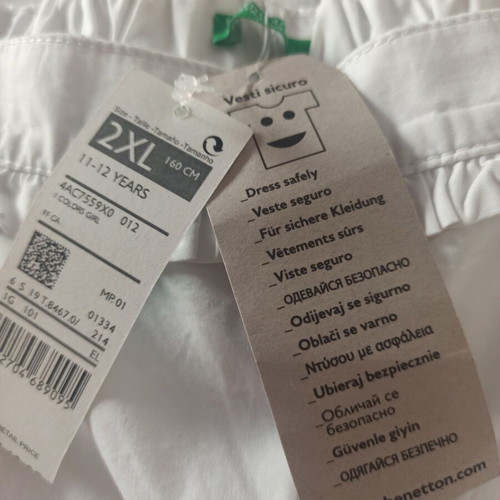 Benetton white pants size 2XL new for girls 11-12 years