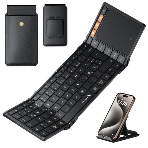 ProtoArc XK01 TP Foldable Bluetooth Keyboard with Touchpad and Leather Case new