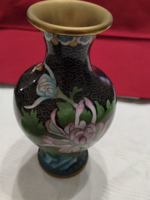 Βάζο cloisonne μεταχειρισμένο, μαύρο σμάλτο