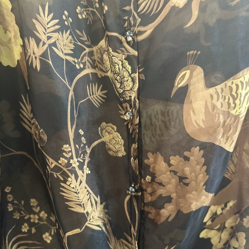 Sheer Printed Nidodileda Shirt Like New, Size S/M, Black and Gold