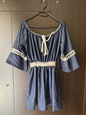 Dress with beautiful details, like new, blue and gold