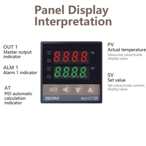Digital PID Controller with 25A SSR Relay, Temperature Range 0-1300°C
