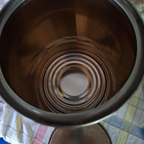 Large metal tin "Greek Honey" used, tinplate 5 kg capacity