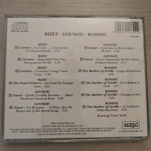 Opera favourite highlights CD used, Bizet Gounod Rossini
