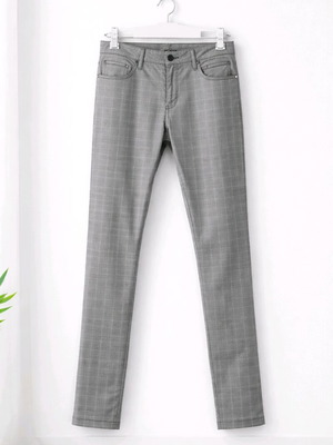 Zara men's slim fit gray checkered pants size S like new