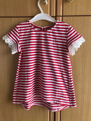 Alouette girls' t-shirt size 110 cm like new, white and red