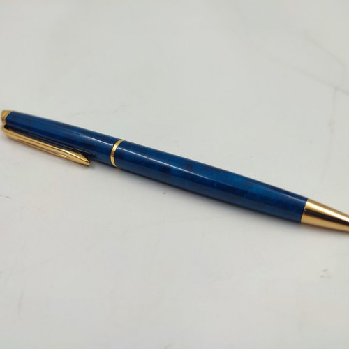 Waterman Paris Ballpoint Pen Blue Marble with Gold Trim and Box