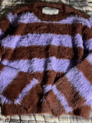 Women's fur shirt like new, brown and purple, size L