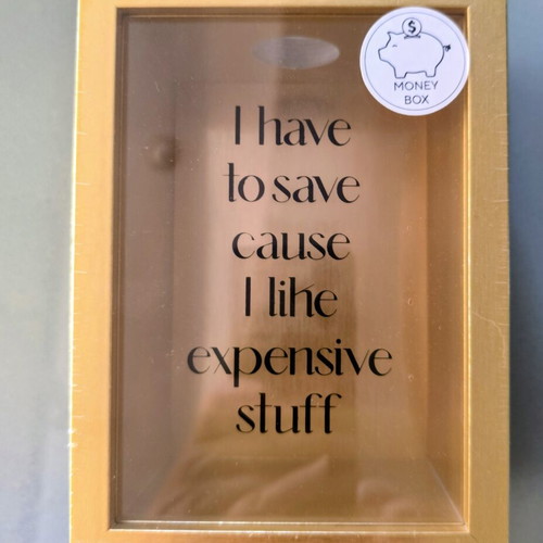 Money Box Gold Frame New with Glass Front
