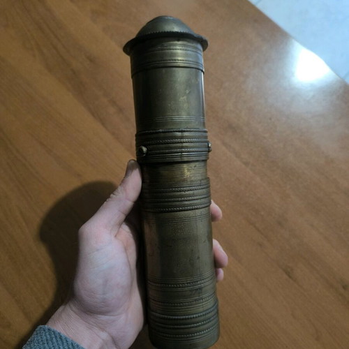 Handmade brass coffee and spice grinder used, collectible