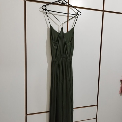 Khaki long dress like new, very comfortable and airy, elastic waist