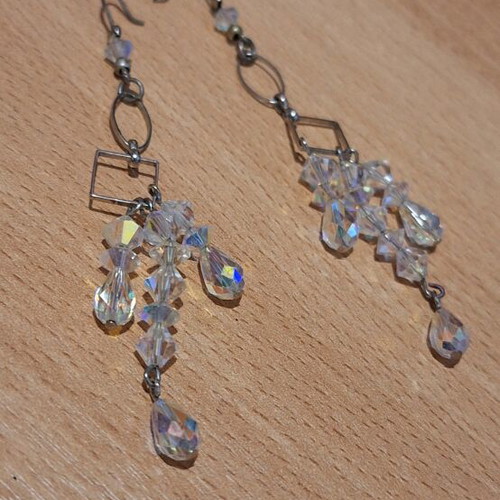 Crystal earrings new, length 8 centimeters