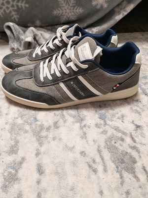 Casual sneakers used, grey with blue, size 45