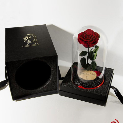 Red Eternal Rose in Glass Dome made to order with Luxury Gift Box