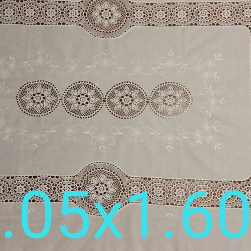 Linen tablecloth with lace and embroidery, unused, 2x1.60 with 6 napkins