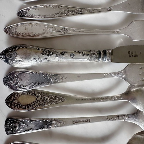 Vintage Soviet Cutlery Set 24 Pieces Used, Silver-Plated Melchior USSR 1970s