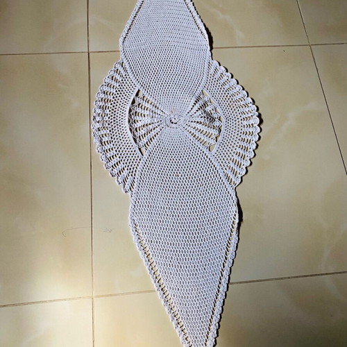 Handmade crocheted table runner with cotton thread like new