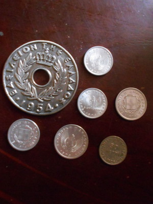Ellas coins used, tens fives and twenties, set of 7