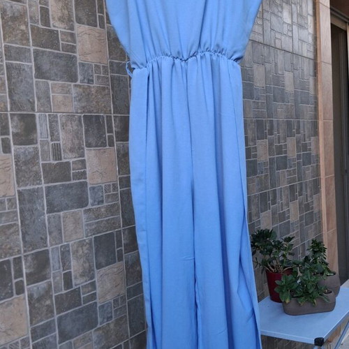 Blue One-Piece Jumpsuit like new, elastic waist, shorts inside
