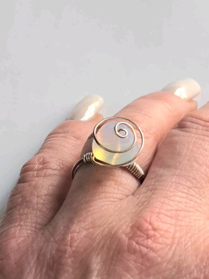 Opalite Ring with Silver Wire Handmade, Like New