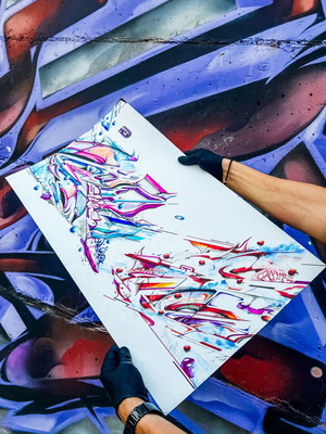 Original Artwork Graffiti Collision 2022 mixed media on paper new