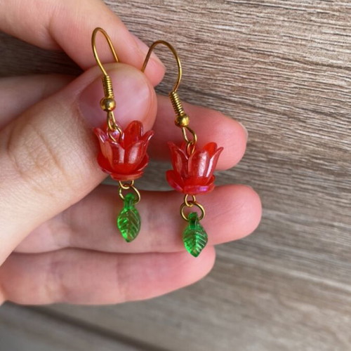 Handmade red earrings inspired by Barbie Fairytopia