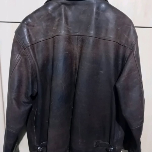 Leather jacket calfskin XL used brown A.L.E., zipper may need repair