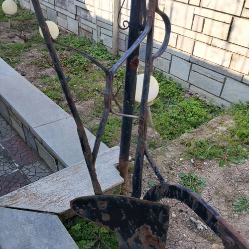 Yni used, old-style soil cultivator for garden decoration