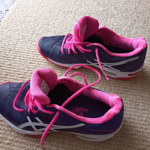 Asics Gel Resolution Speed 3 tennis shoes used, purple-pink, clay court
