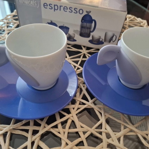 Tupperware porcelain espresso cup set with saucers, 2 pieces