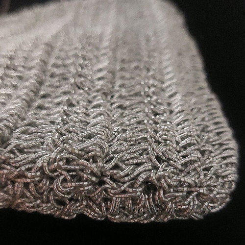 Vintage knitted small evening bag like new, silver