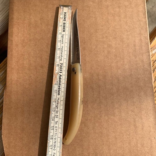 Handmade small folding knife used with engraved name