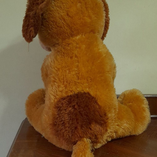 Plush fluffy dog 42 cm sitting new
