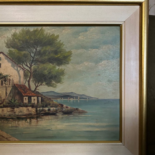 Painting E. Tsakiris Landscape used, 1955-1960, framed