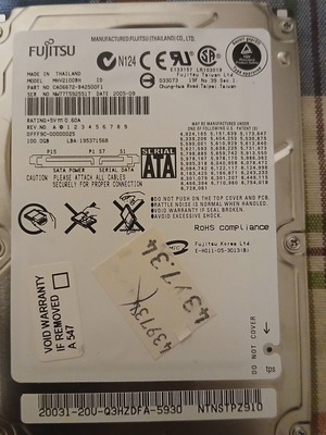 Fujitsu MHV2100BH HDD 2.5" 100 GB SATA 5400 RPM used