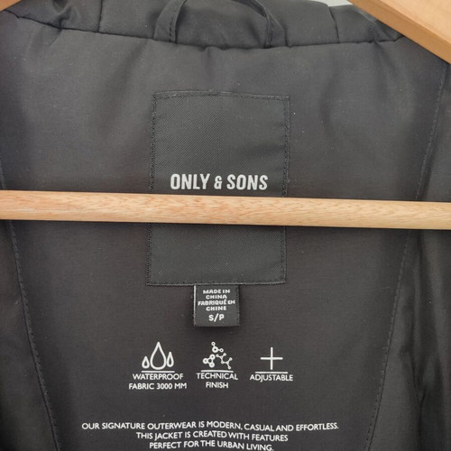 Only And Sons waterproof technical parka with hood black, like new, Small