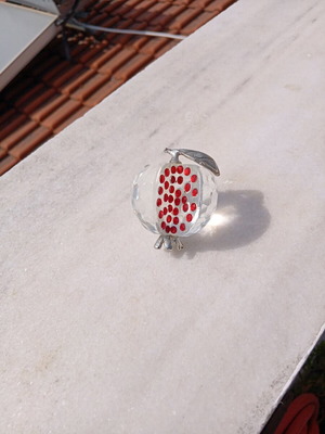 Crystal decorative pomegranate with metal details 5cm