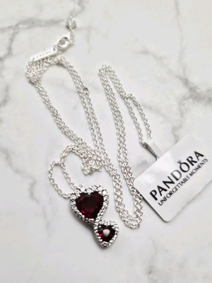 Колие Pandora Sparkling Heart сребро 925 ново