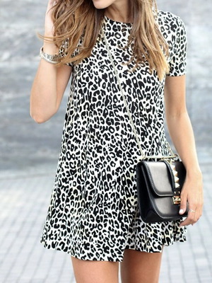 Zara TRF Mini Dress Leopard Print Size M Like New