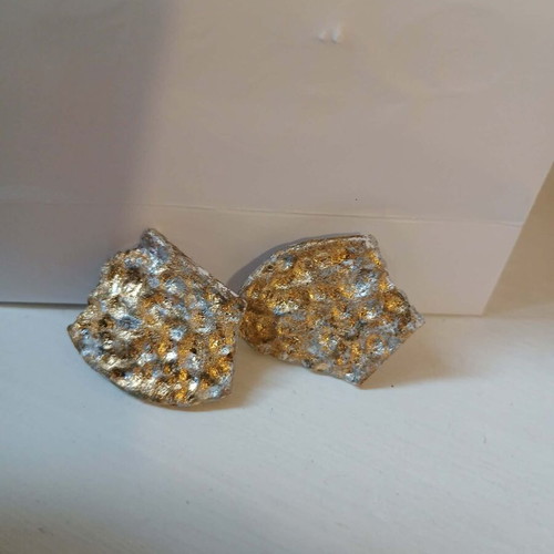 Handmade earrings new, porcelain with gold and silver leaf