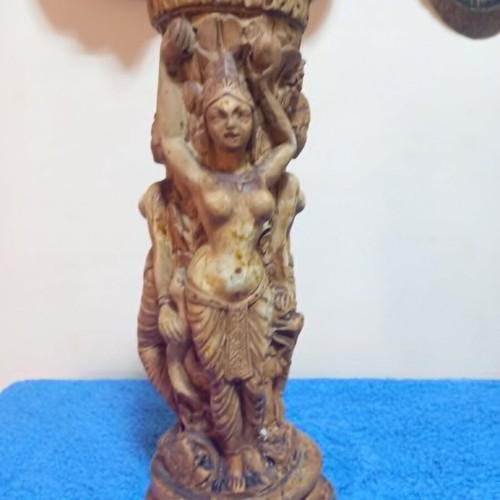 Decorative resin vase vintage with carved female figures used
