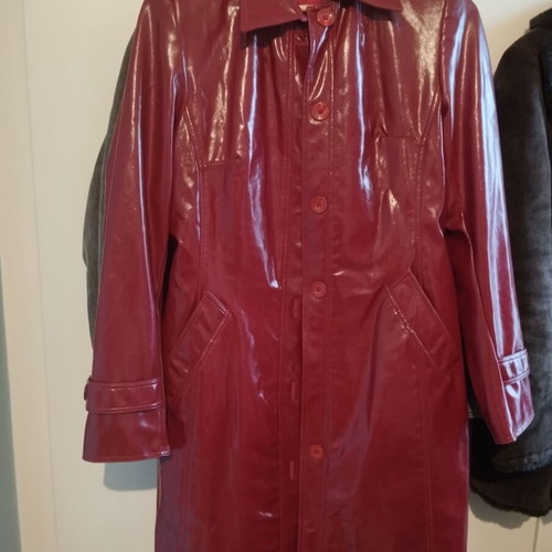 Morgan synthetic leather trench coat used, red, size M