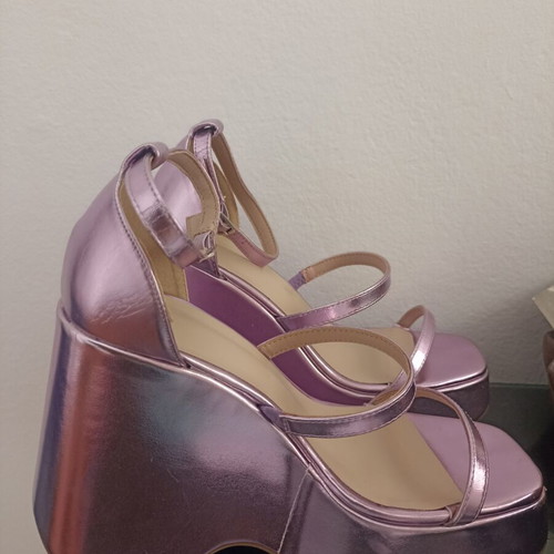 InShoes platform sandals pink metallic 12.5cm new