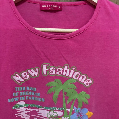 Pink short-sleeve blouse used size L/XL with designs