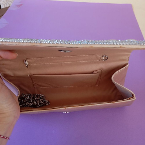 Demetrios clutch bag like new, beige with strass