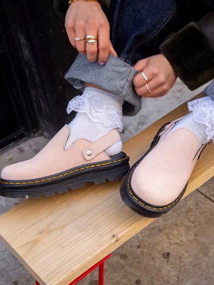 Dr. Martens Zebzag platform mules, powder pink