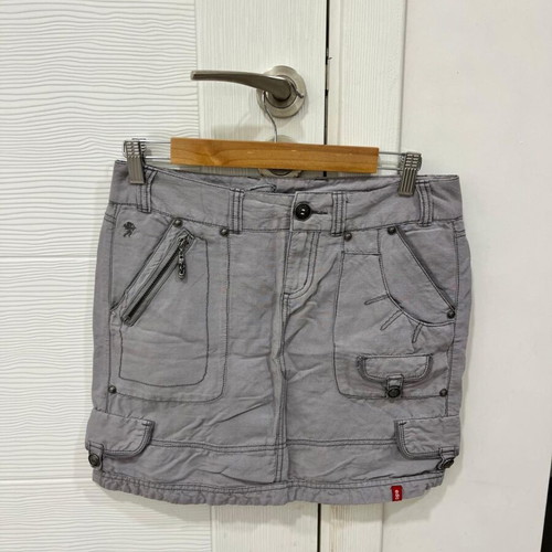 Y2K Mini Denim Cargo Skirt by EDC Esprit used, pale purple, size EU32