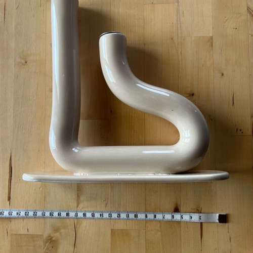 Ceramic candlestick used, two holes
