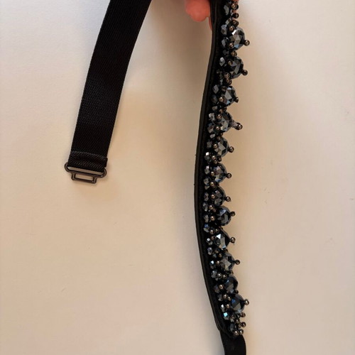 Women's black elastic belt with beads used, size 80